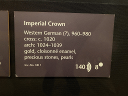 Explanation on the Imperial Crown at Room 11 of the Imperial Treasury at the Hofburg palace