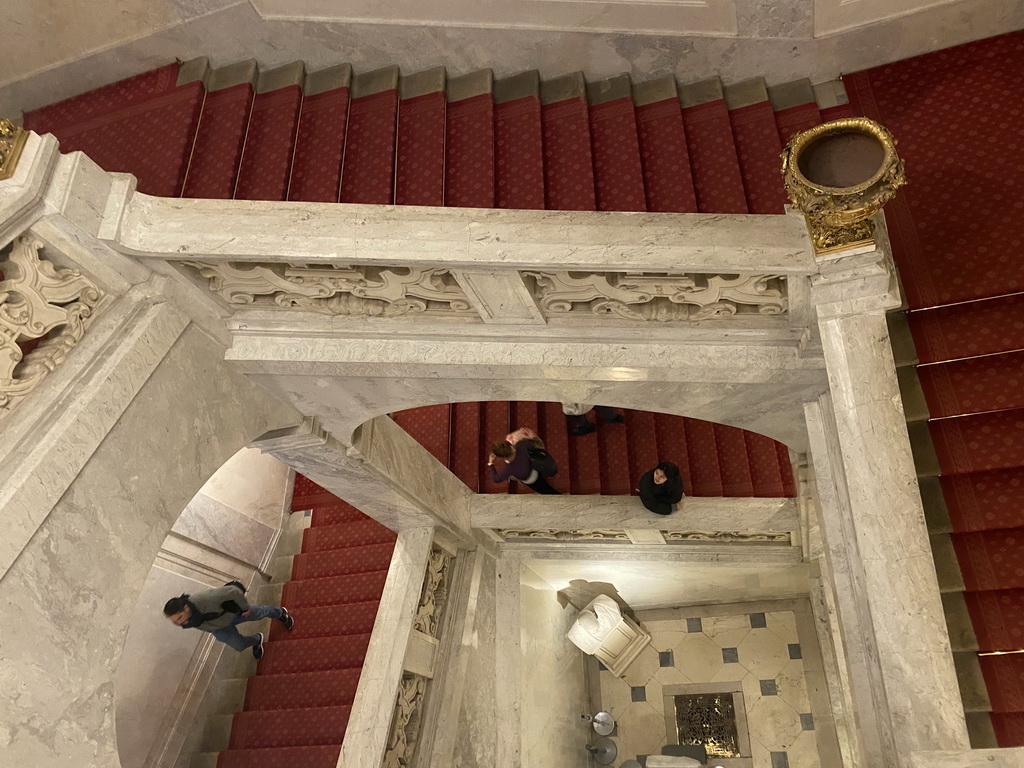 Staircase to the Sisi Museum at the Hofburg palace, viewed from above