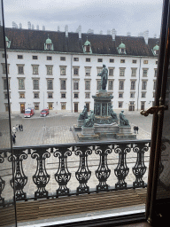 Statue of Emperor Franz I at the In Der Burg courtyard of the Hofburg palace, viewed from the Sisi Museum