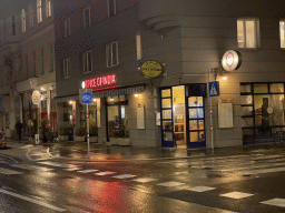 Front of the Spice of India restaurant at the Margaretenstraße street, by night