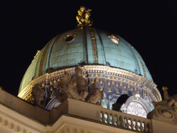 Dome of the Hofburg palace, viewed from the Michaelerplatz square, by night