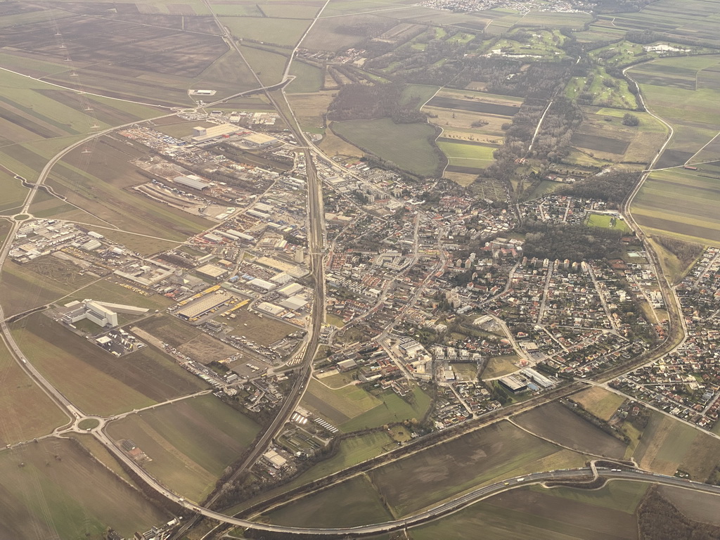 The town of Himberg, viewed from the airplane to Eindhoven