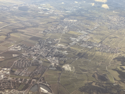 The towns of Guntramsdorf, Eigenheimsiedlung and Traiskirchen, viewed from the airplane to Eindhoven