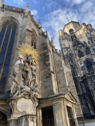 The Capistran Chancel and the North Tower of St. Stephen`s Cathedral, viewed from the Stephansplatz square