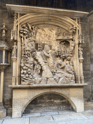 Relief at the southeast side of St. Stephen`s Cathedral, viewed from the Stephansplatz square