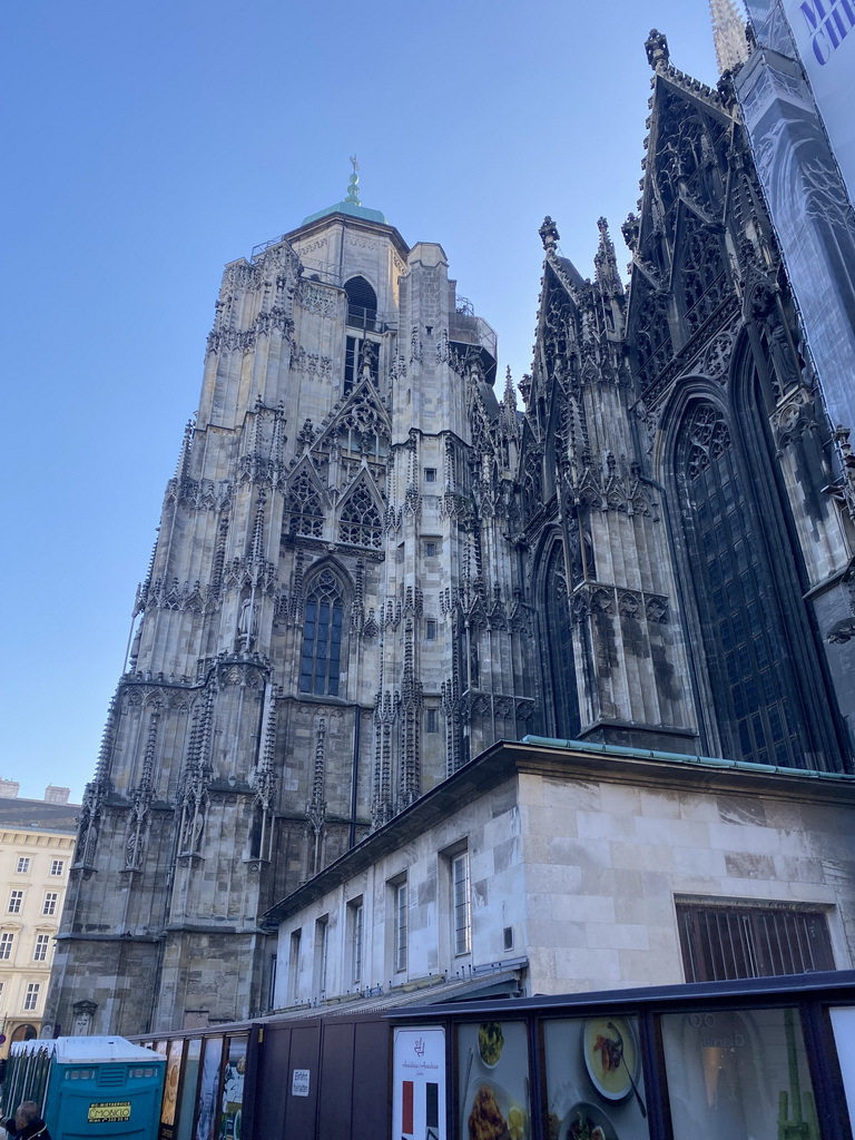 North side and North Tower of St. Stephen`s Cathedral, viewed from the Stephansplatz square