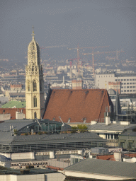 The Catholic Church Maria am Gestade, viewed from the viewing platform at the North Tower of St. Stephen`s Cathedral