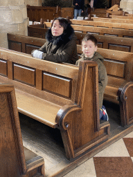 Miaomiao and Max at a pew at St. Stephen`s Cathedral