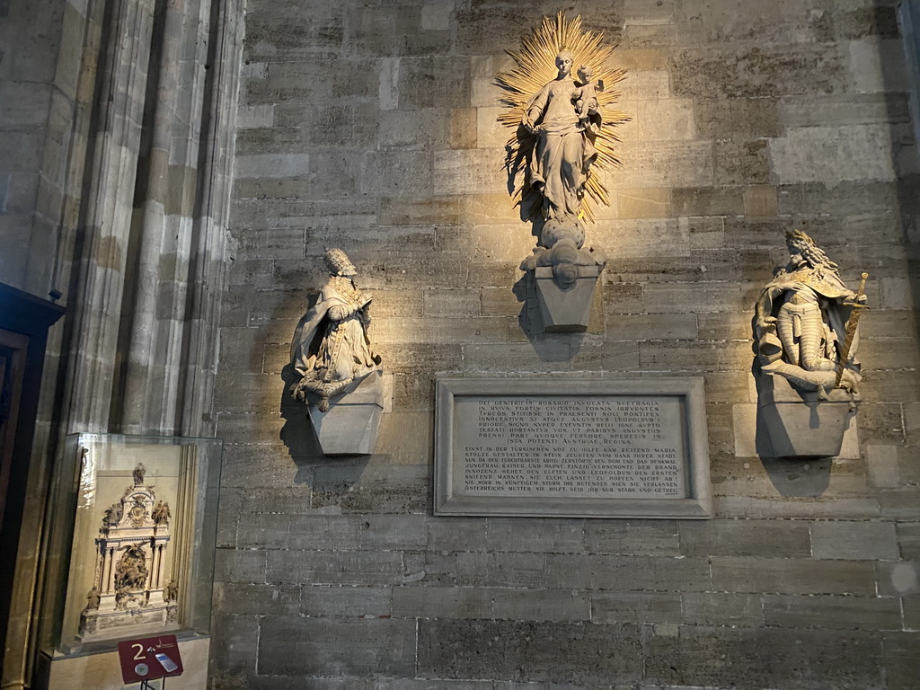 Statues at the south aisle of St. Stephen`s Cathedral