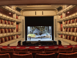 Interior of the Auditorium of the Wiener Staatsoper building, viewed from the Main Balcony