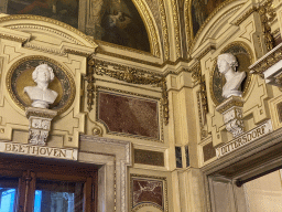 Busts of Ludwig van Beethoven and Carl Ditters von Dittersdorf at the Schwind Foyer at the upper floor of the Wiener Staatsoper building