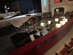 Stage and Orchestra Pit of the Auditorium of the Wiener Staatsoper building, viewed from the Parterre