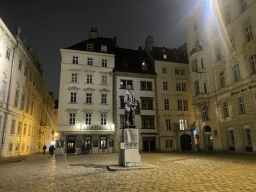 The Lessing Monument at the Judenplatz square, by night
