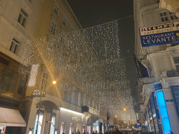 Decorative lights above the Kohlmarkt street, by night