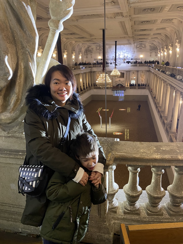 Miaomiao and Max at the upper floor of the Spanish Riding School, just after the show