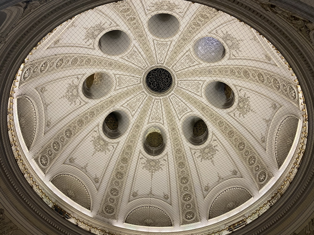 Ceiling of the dome of the Hofburg palace, viewed from the inner square, by night