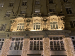 Facade of the Steigenberger Hotel Herrenhof, viewed from the Herrengasse street, by night