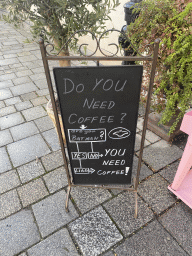 Sign in front of the Vanillas Wien restaurant at the Freyung square