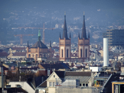The Altlerchenfeld Church, viewed from the rooftop terrace at the eleventh floor of the Haus des Meeres aquarium