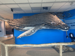 Plastic Whale at the `The Sea and Us` exhibition at the sixth floor of the Haus des Meeres aquarium