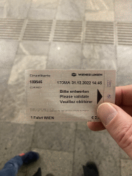 Subway ticket at the Neubaugasse subway station