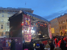 Silvesterpfad stage at the Freyung square, at sunset