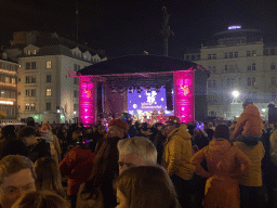 Silvesterpfad stage at the Am Hof square, by night