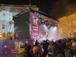 Silvesterpfad stage at the Freyung square, by night