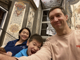 Tim, Miaomiao and Max at the Sala Terrena room at the Deutschordenshaus Wien, during the break at the `Concert in Mozart`s House`