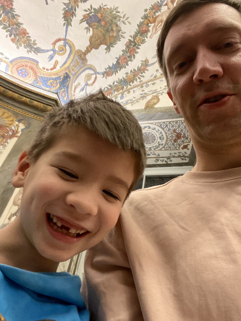 Tim and Max at the Sala Terrena room at the Deutschordenshaus Wien, during the break at the `Concert in Mozart`s House`