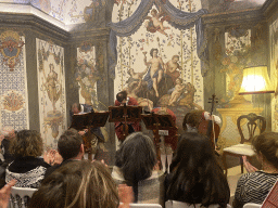 Musicians of the Mozart Ensemble at the Sala Terrena room at the Deutschordenshaus Wien, right after the `Concert in Mozart`s House`