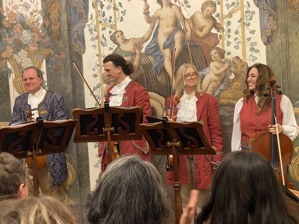 Musicians of the Mozart Ensemble at the Sala Terrena room at the Deutschordenshaus Wien, right after the `Concert in Mozart`s House`