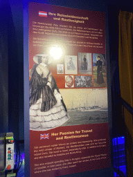 Information on Empress Sisi`s passion for travel and restlessness at the lobby of the Sisi`s Amazing Journey museum