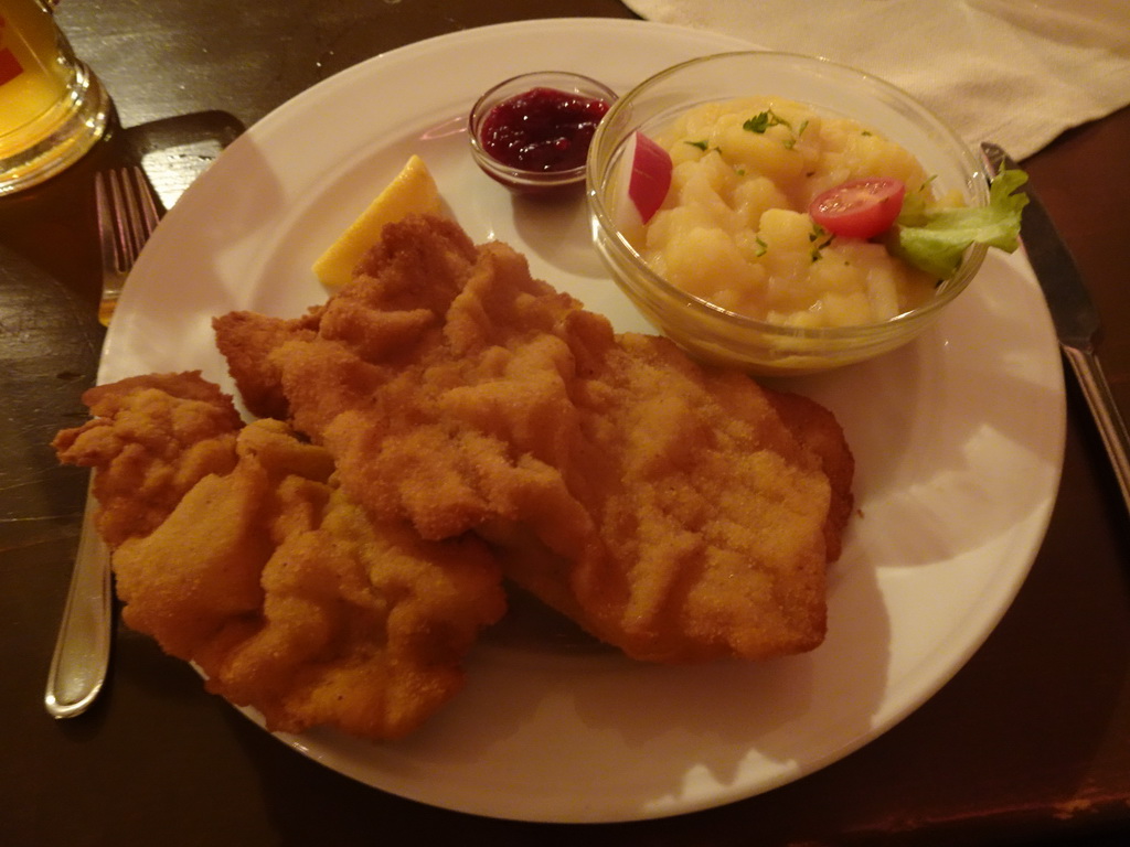 Wiener Schnitzel at the Melker Stiftskeller restaurant