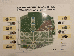 Map with restaurants and refreshments at the Schönbrunn Palace, Schönbrunn Park and Schönbrunn Zoo