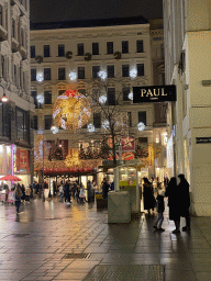 The Kupferschmiedgasse street, viewed from the Neuer Markt square, by night