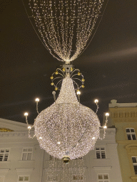 Decorative lights at the Graben square, by night