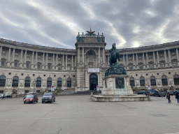 Front of the Neue Burg wing of the Hofburg palace and the equestrian statue of Prince Eugene at the Heldenplatz square