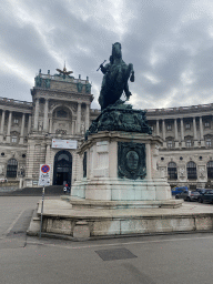Front of the Neue Burg wing of the Hofburg palace and the equestrian statue of Prince Eugene at the Heldenplatz square