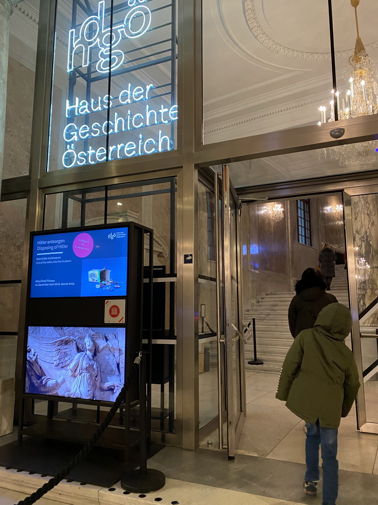 Miaomiao and Max at the entrance to the Haus der Geschichte Österreich museum at the Neue Burg wing of the Hofburg palace