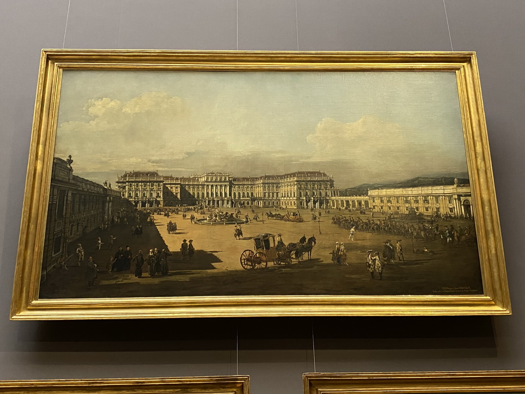 Painting `Schönbrunn Palace: Court Façad` by Bernardo Bellotto at Gallery VII of the Picture Gallery at the first floor of the Kunsthistorisches Museum Wien