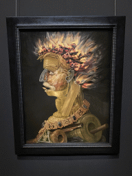 Painting `Fire` by Giuseppe Arcimboldo at Room 8 of the Picture Gallery at the first floor of the Kunsthistorisches Museum Wien