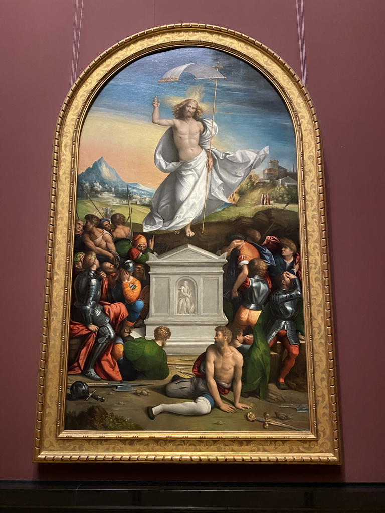 Painting `The Resurrection of Christ` by Benvenuto Tisi at Gallery III of the Picture Gallery at the first floor of the Kunsthistorisches Museum Wien