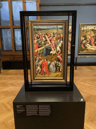 Painting `Christ Carrying the Cross` by Hieronymus Bosch at Room 17 of the Picture Gallery at the first floor of the Kunsthistorisches Museum Wien, with explanation