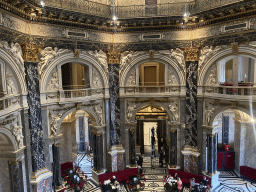 Interior of the café at the first floor of the Kunsthistorisches Museum Wien, viewed from the second floor