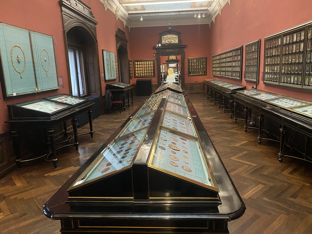 Interior of Gallery I of the exhibition `Around the World in 80 Coins` at the second floor of the Kunsthistorisches Museum Wien