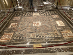 The Theseus Mosaic at Room XI of the Collection of Greek and Roman Antiquities at the upper ground floor of the Kunsthistorisches Museum Wien, with explanation
