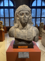 Bust of a youthful king at Room VIII of the Egyptian and Near Eastern Collection at the upper ground floor of the Kunsthistorisches Museum Wien, with explanation