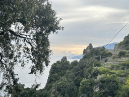 The Capo d`Orso cliff and the Tyrrhenian Sea, viewed from a building along the Amalfi Drive