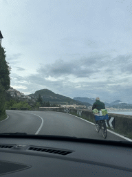 A bike on the Amalfi Drive just northeast of the town of Cetara, viewed from our rental car